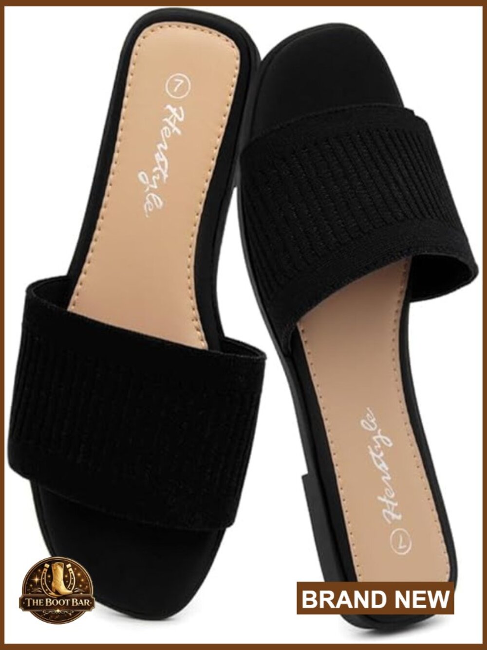 Knit Slide Sandals, Square Open Toe Slip-On, Memory Foam, Summer Shoes